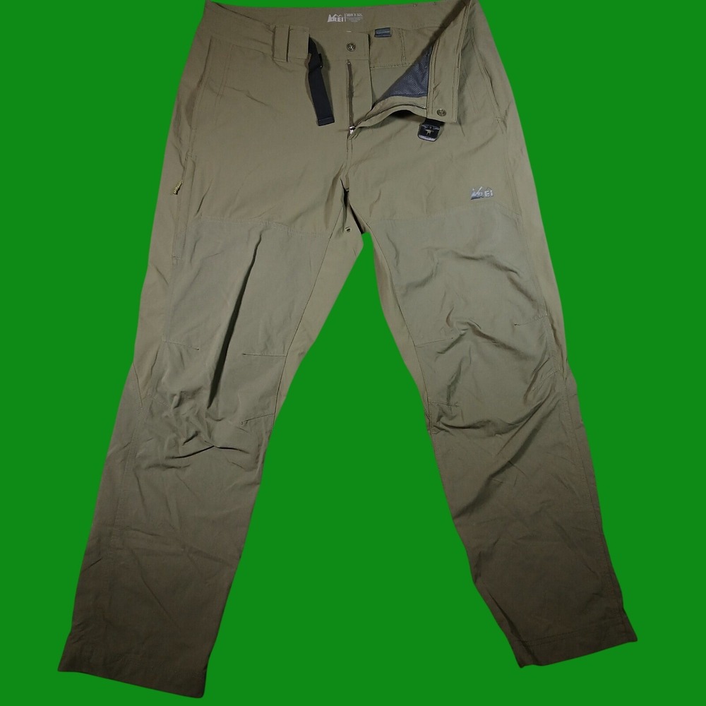 REI Co-op Pants Mens 38x32 Hiking Green Solid Nylon Spandex Stretch Outdoor